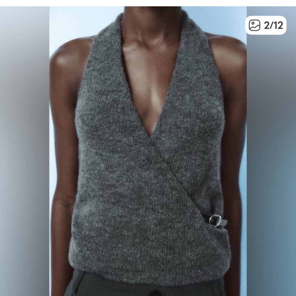 Zara Charcoal Wool Blend top